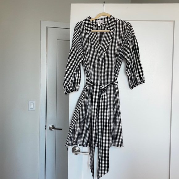 Tanya Taylor Dresses & Skirts - Tanya Taylor Rio Shirt Dress: Black & White Gingham with Detachable Belt